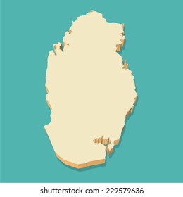 Qatar Map Detailed Three Dimensional
