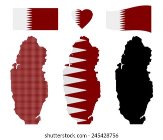 Qatar map different types and symbols on a white background