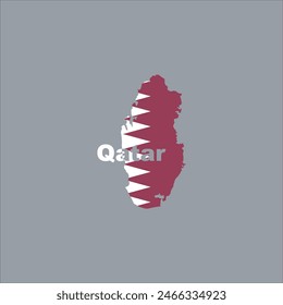 Mapa de Qatar y diseño de color de la bandera sobre fondo gris