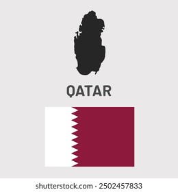 Qatar map and flag illustration