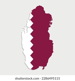 mapa de qatar con bandera en fondo gris