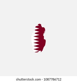 Qatar Map and Flag of Vector Illustration