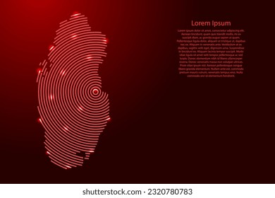 Qatar, map from futuristic concentric red circles and glowing stars for banner, poster, greeting card