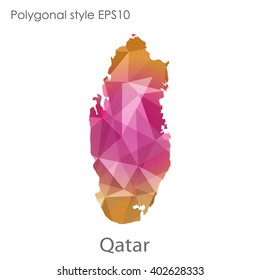 Qatar map in geometric polygonal style.Abstract gems triangle,modern design background.