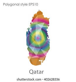 Qatar map in geometric polygonal style.Abstract gems triangle,modern design background.
