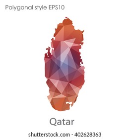 Qatar map in geometric polygonal style.Abstract gems triangle,modern design background.