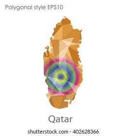 Qatar map in geometric polygonal style.Abstract gems triangle,modern design background.