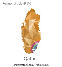 Qatar map in geometric polygonal style.Abstract gems triangle,modern design background.