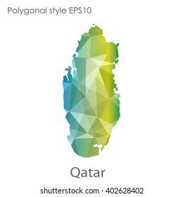 Qatar map in geometric polygonal style.Abstract gems triangle,modern design background.