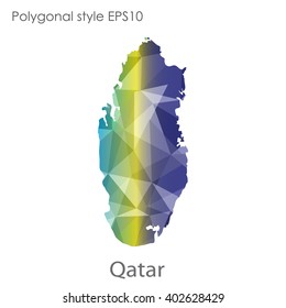 Qatar map in geometric polygonal style.Abstract gems triangle,modern design background.