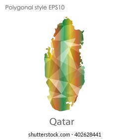 Qatar map in geometric polygonal style.Abstract gems triangle,modern design background.