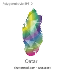 Qatar map in geometric polygonal style.Abstract gems triangle,modern design background.