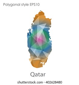 Qatar map in geometric polygonal style.Abstract gems triangle,modern design background.