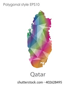 Qatar map in geometric polygonal style.Abstract gems triangle,modern design background.