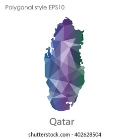 Qatar map in geometric polygonal style.Abstract gems triangle,modern design background.