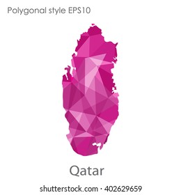Qatar map in geometric polygonal style.Abstract gems triangle,modern design background.