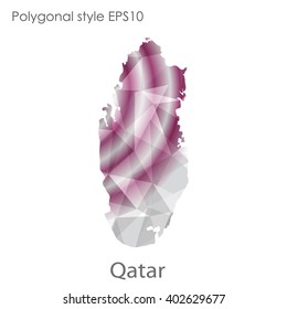 Qatar map in geometric polygonal style.Abstract gems triangle,modern design background.
