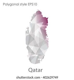 Qatar map in geometric polygonal style.Abstract gems triangle,modern design background.