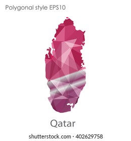 Qatar map in geometric polygonal style.Abstract gems triangle,modern design background.