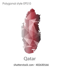 Qatar map in geometric polygonal style.Abstract gems triangle,modern design background.