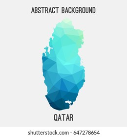 Qatar map in geometric polygonal,mosaic style in cold shades.Abstract tessellation,modern design background,low poly. Vector illustration.