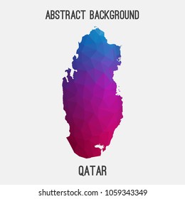 Qatar map in geometric polygonal,mosaic style.Abstract tessellation,modern design background,low poly. Geometric cover, mockup. Vector illustration.