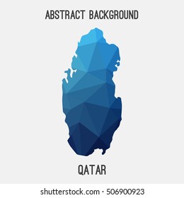 Qatar map in geometric polygonal,mosaic style.Abstract tessellation,modern design background,low poly. Vector illustration.