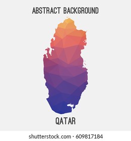 Qatar map in geometric polygonal,mosaic style.Abstract tessellation,modern design background,low poly. Vector illustration.