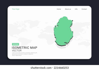 Qatar map green on white background with isometric vector.