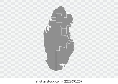 Qatar Map grey Color on White Background  Png