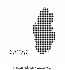 Qatar map with grunge texture in dot style. Abstract vector illustration of a country map with halftone effect for infographic. 