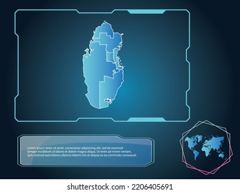Qatar Map infographic technology blue Color element collection background