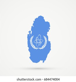 Qatar map in International Atomic Energy Agency, IAEA flag colors with editable vector.