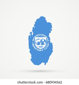 Qatar map in International Monetary Fund (IMF) flag colors, editable vector.