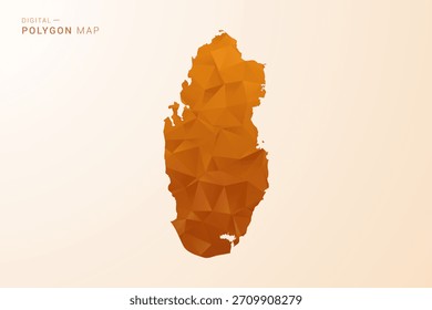 Mapa de Qatar - Ilustración vectorial de polígono de bajo poliéster en tono naranja, estilo geométrico limpio, aislado sobre fondo blanco.