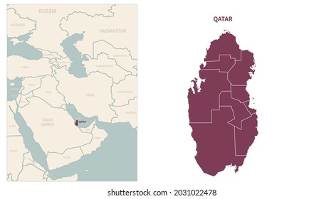 qatar map. map of qatar and neighboring countries.