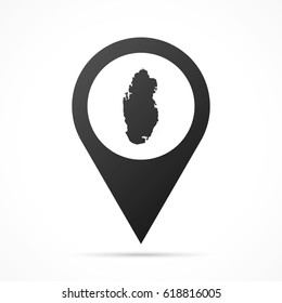 Qatar Map on location pin. Map pointer isolated on a white background.
Conceptual vector illustration.