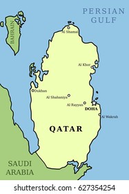 Qatar Map Outline Illustration Country Map Stock Vector Royalty Free   Qatar Map Outline Illustration Country 260nw 627354254 