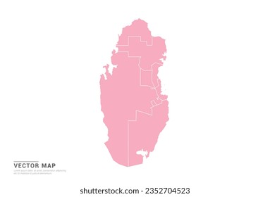 Qatar Map - Pink abstract style isolated on white background for infographic, design vector.