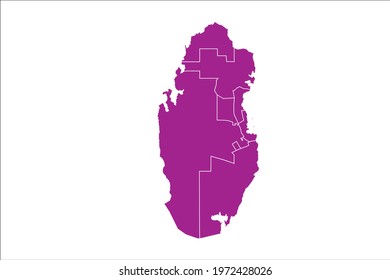 Qatar Map pink Color on White Backgound