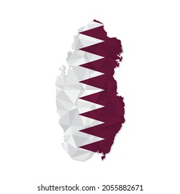 Mapa de Qatar de estilo poligonal sobre fondo blanco. Ilustración vectorial eps 10.