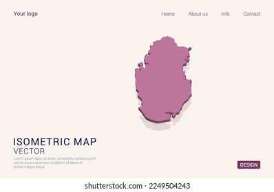 Qatar map purple on white background with 3d isometric vector illustration