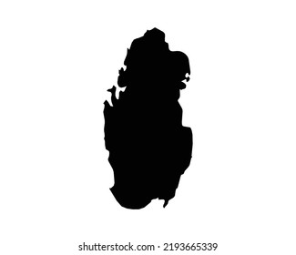 Qatar Map. Qatari Country Map. Black and White National Nation Geography Outline Border Boundary Territory Shape Vector Illustration EPS Clipart