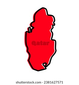 Katar-Karte in roter Farbe auf weißem Hintergrund.