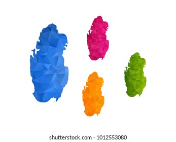 Qatar map - Set of geometric rumpled triangular low poly style gradient graphic background , polygonal design for your ,Vector eps 10.