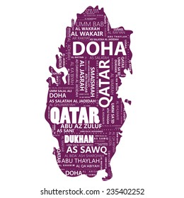 Qatar Map, with some of the city names (Vector Art)