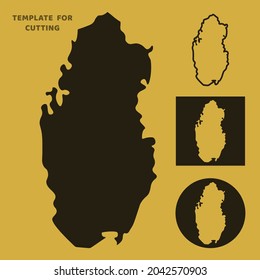 Qatar map Template for laser cutting, wood carving, paper cut. Silhouettes for cutting. Qatar map vector stencil.