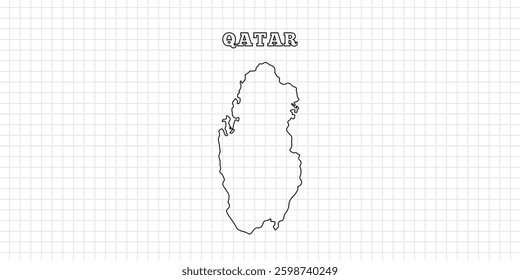 Qatar map travel with outline simple drawing version Illustration