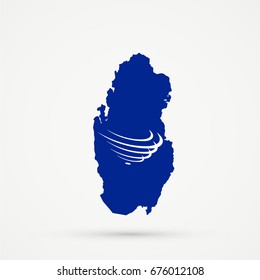 Qatar map in Union of South American Nations (USAN) flag colors, editable vector.