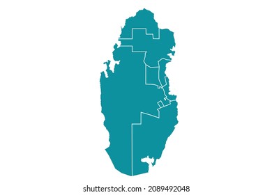 Qatar map vector, Abstract design vector illustration Eps 10. sea color palette color. High Detailed on white background.